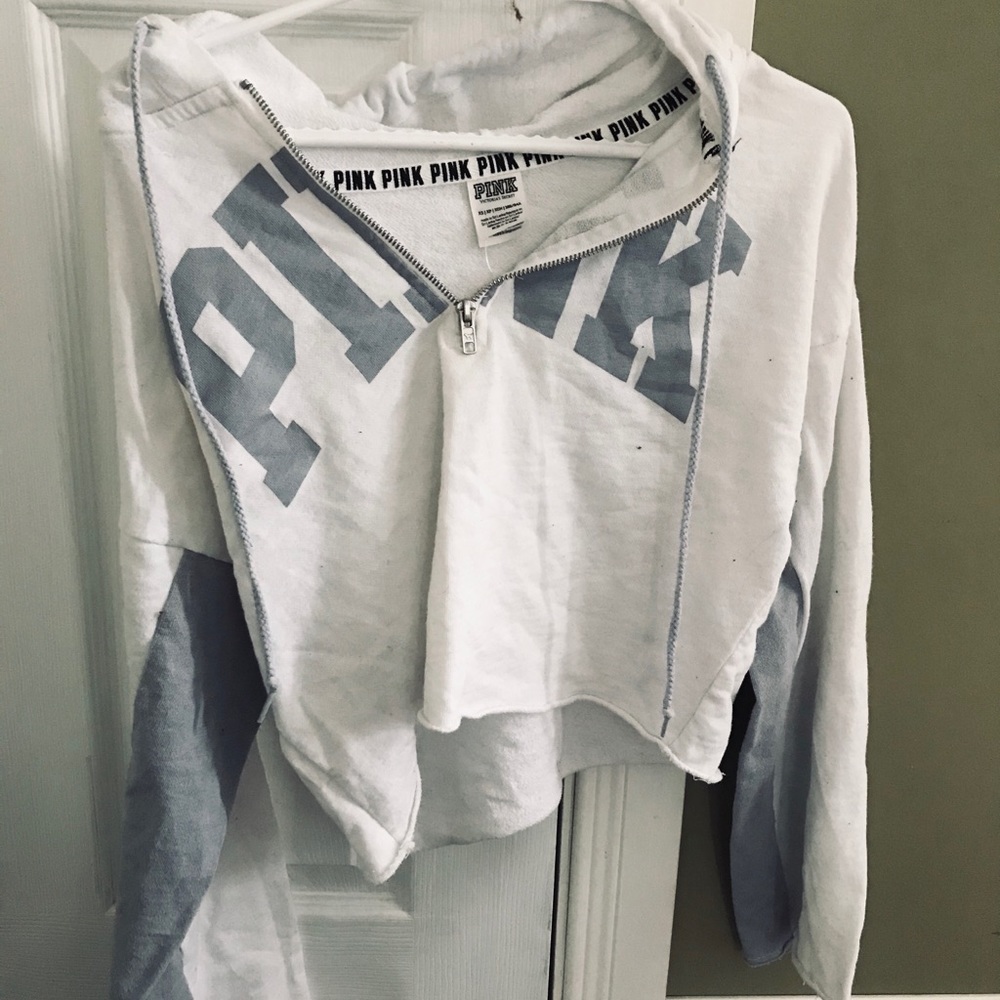 Vintage Pink Quarter Zip Crop Hoodie